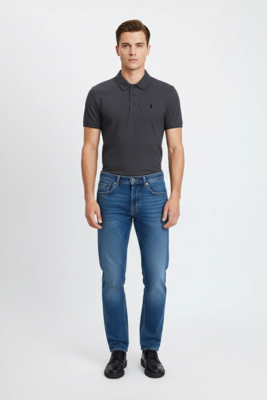 MEN PIQUE POLO - CHARCOAL