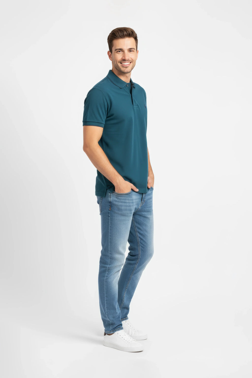 Men Pique Polo - Teal